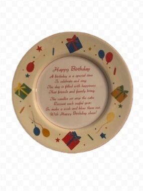 Welcome Home “Happy Birthday” Decorative Cake Plate 12” Circular Celebrate Gift
